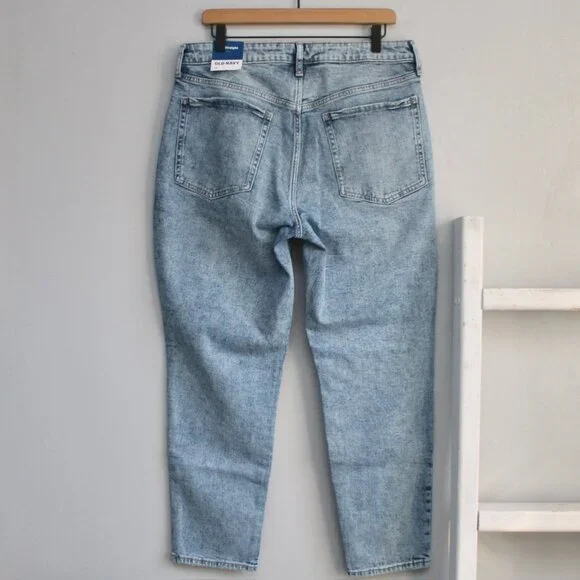 Old Navy High-Waisted OG Straight Ankle Jeans Light Blue Vintage Wash sz 14 NWT - Picture 2 of 9